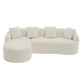Boneless Modular Chenille Sectional Sofa – 99” Curved Chaise Compression Couch (White) with plush pillows.
