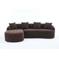 Boneless Modular Chenille Sectional Sofa – 99” Curved Chaise Compression Couch (White) in modern design with plush pillows.
