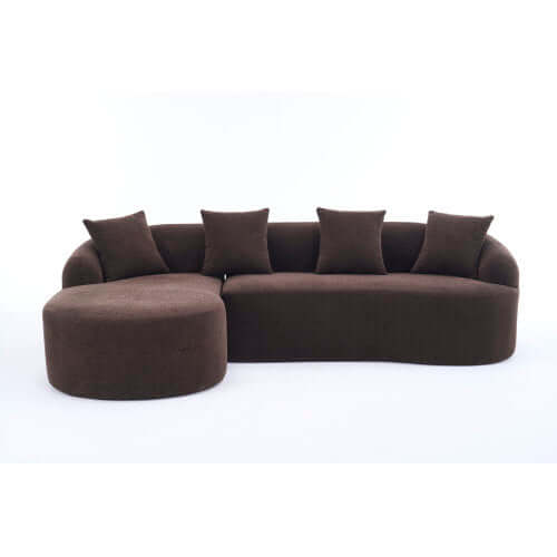 Boneless Modular Chenille Sectional Sofa – 99” Curved Chaise Compression Couch (White) in modern design with plush pillows.