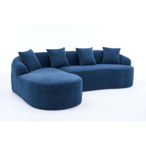 Boneless Modular Chenille Sectional Sofa – 99” Curved Chaise Compression Couch (White) displayed from the side.
