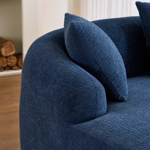 Close-up of Boneless Modular Chenille Sectional Sofa – 99” Curved Chaise Compression Couch (White) fabric and design.