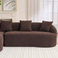 Boneless Modular Chenille Sectional Sofa – 99” Curved Chaise Compression Couch (White) displayed in a cozy living room.