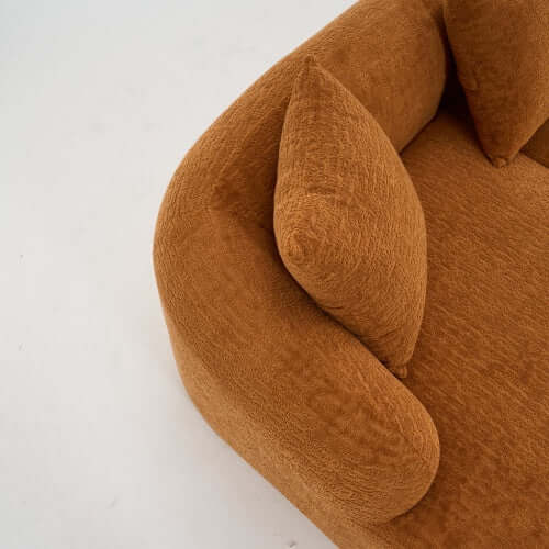 Close-up view of the Boneless Modular Chenille Sectional Sofa – 99” Curved Chaise Compression Couch (White)