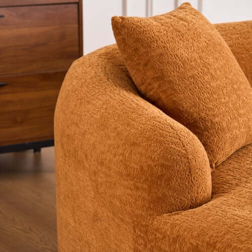Boneless Modular Chenille Sectional Sofa – 99” Curved Chaise Compression Couch (White) close-up detail