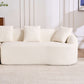 Boneless Modular Chenille Sectional Sofa – 99” Curved Chaise Compression Couch (White) with plush white pillows