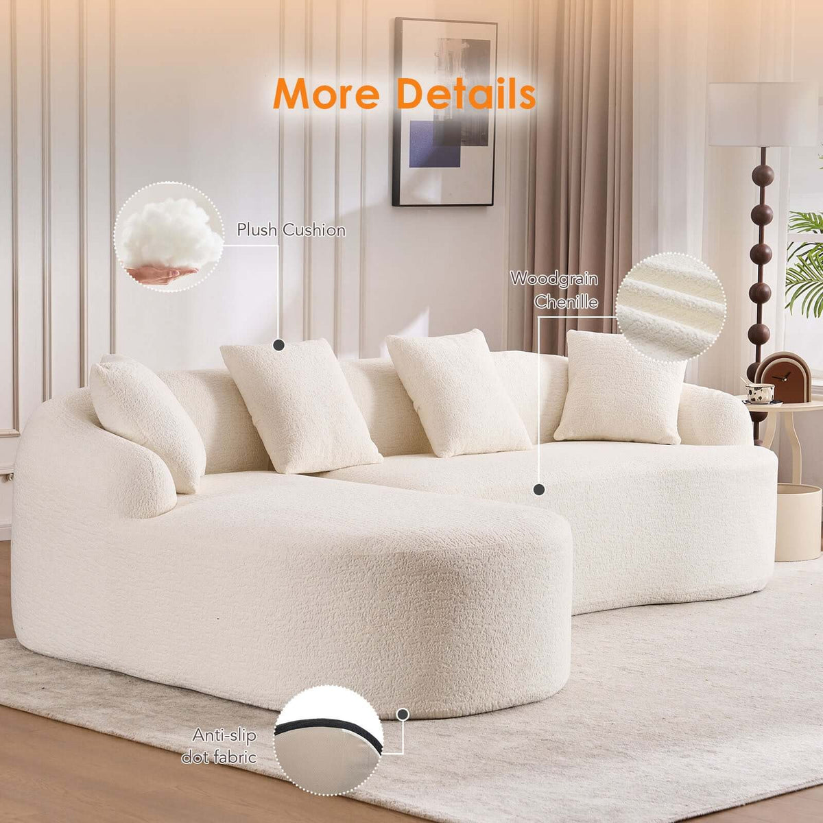 Boneless Modular Chenille Sectional Sofa