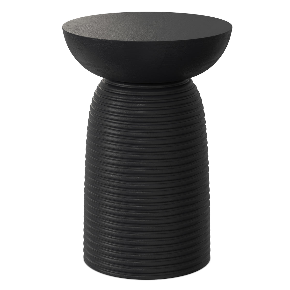 Boyd Black Ribbed Wood Accent Table – 13" Accent Table