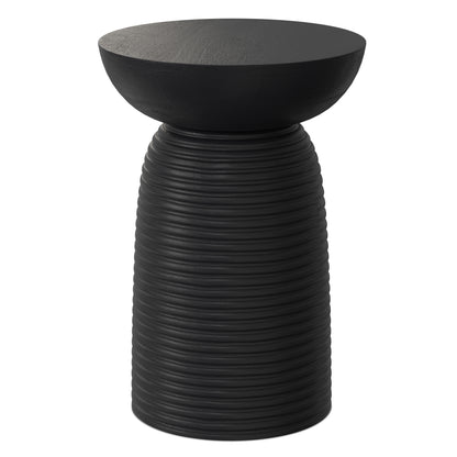 Boyd Black Ribbed Wood Accent Table – 13" Accent Table
