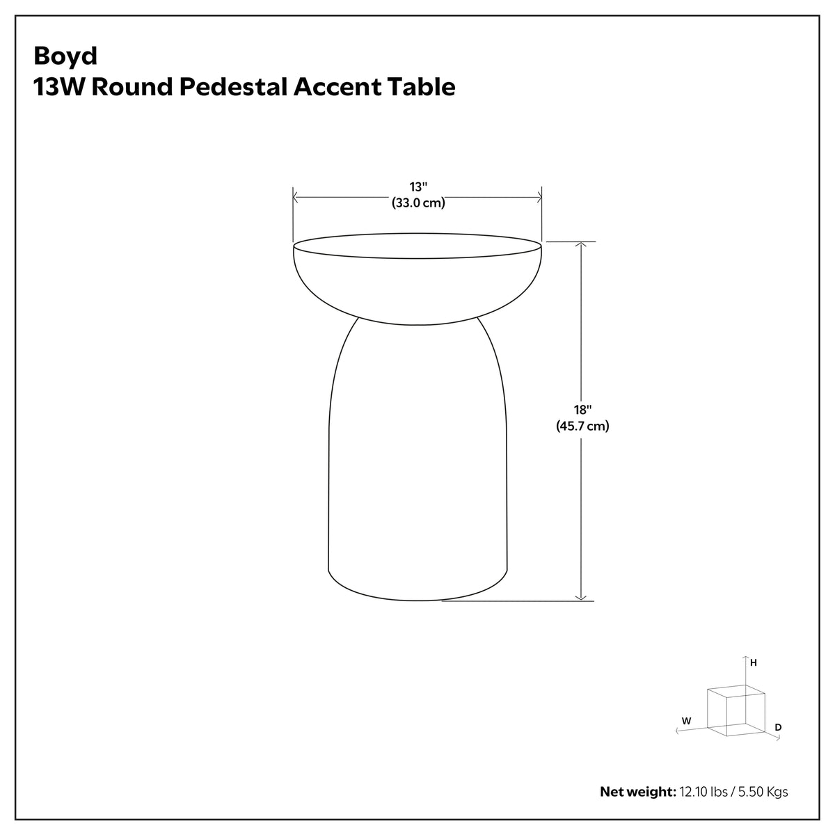 Boyd Black Ribbed Wood Accent Table – 13" Accent Table – view 3
