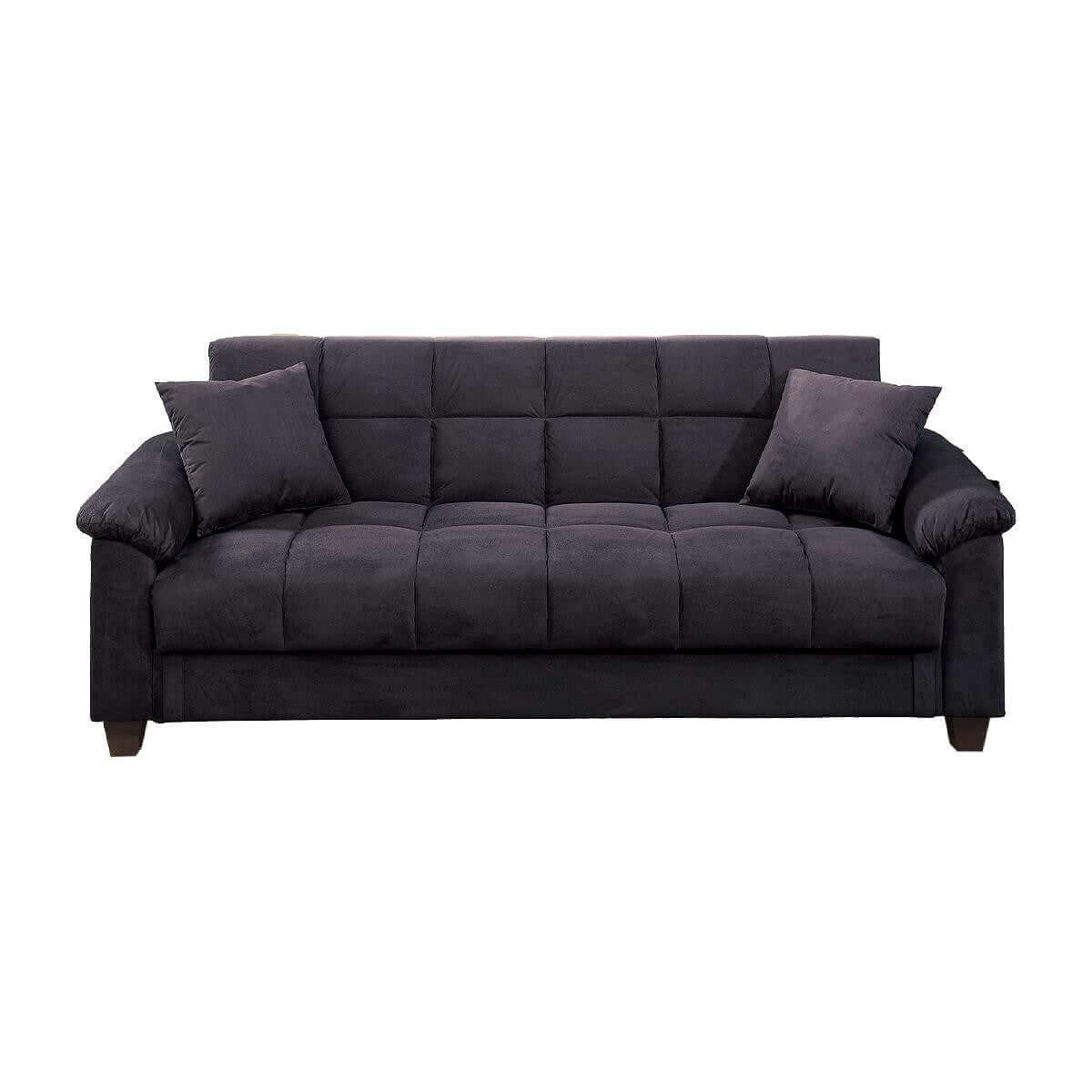 Bramwell Microfiber Convertible Sofa – 84" Ebony Storage Futon Sofa