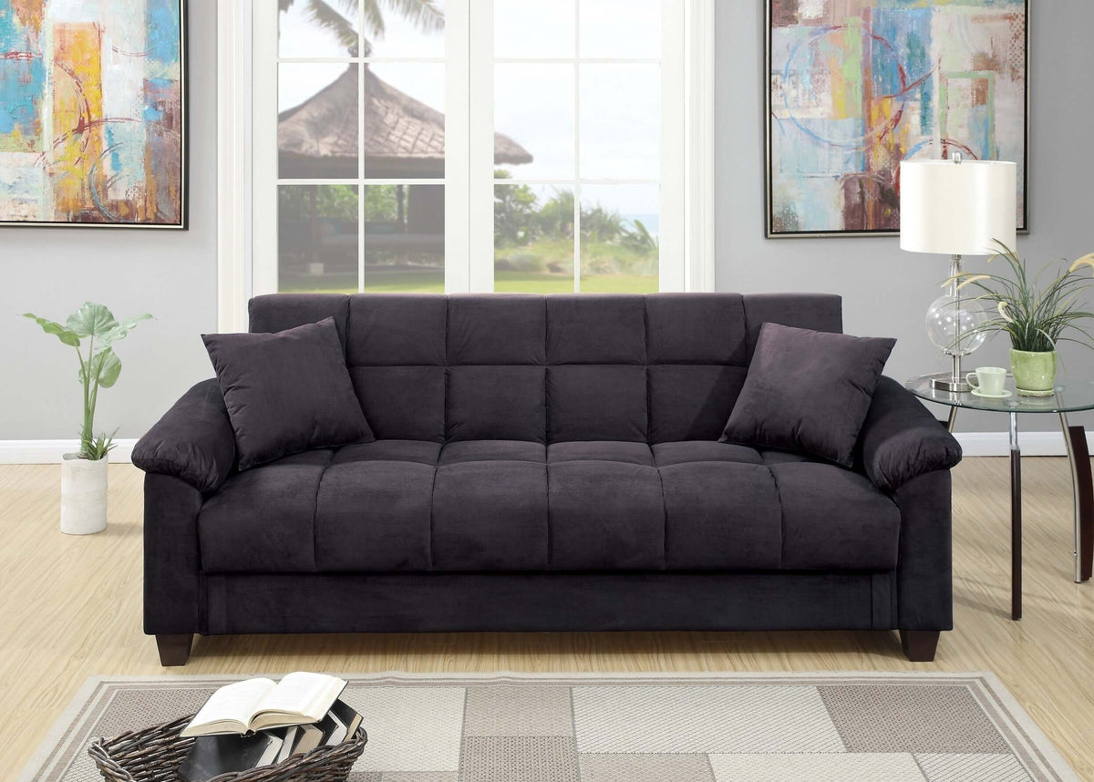 Bramwell Microfiber Convertible Sofa – 84" Ebony Storage Futon Sofa – view 3