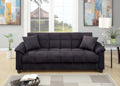 Bramwell Microfiber Convertible Sofa – 84" Ebony Storage Futon Sofa – view 3