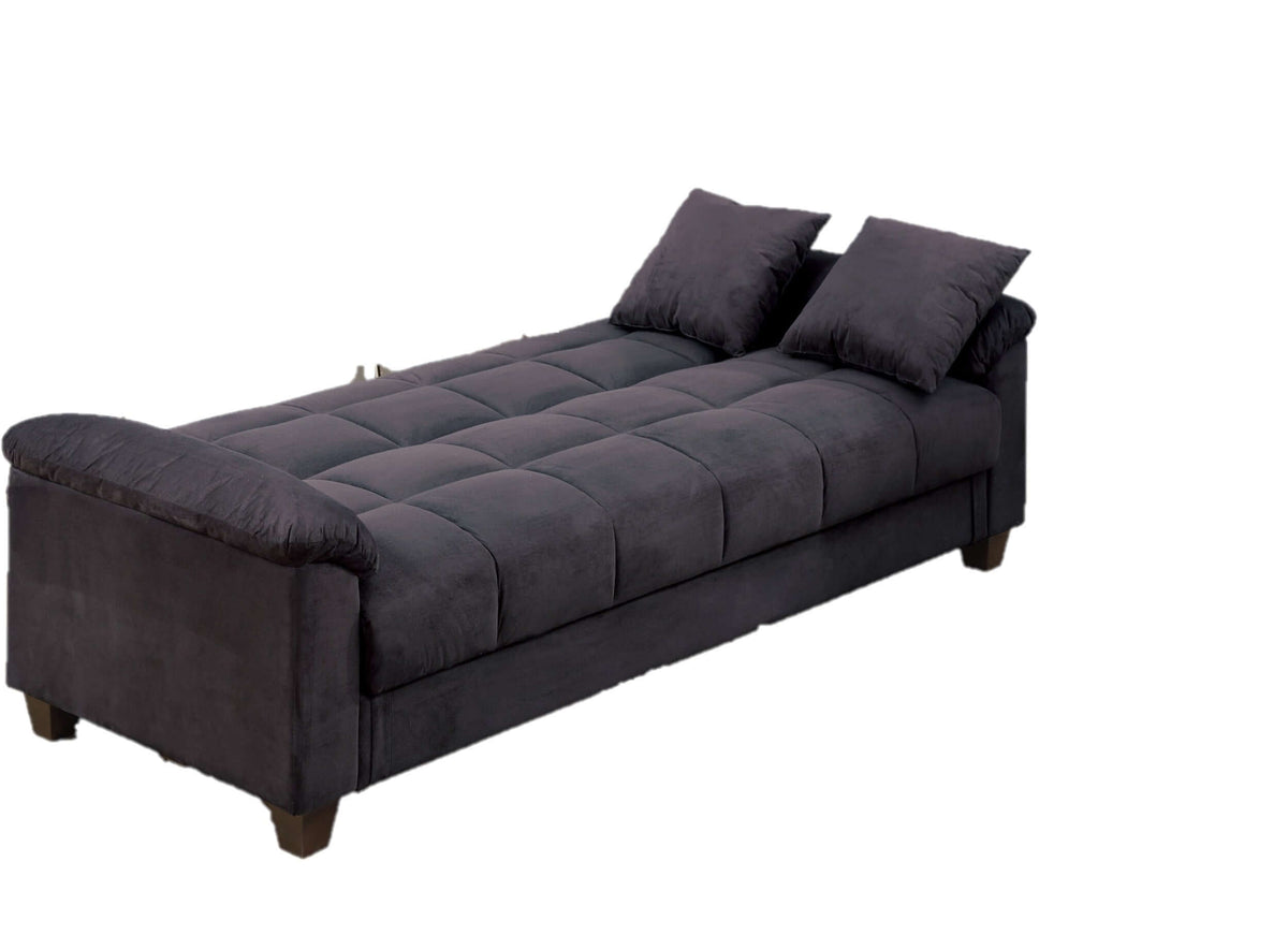 Bramwell Microfiber Convertible Sofa – 84" Ebony Storage Futon Sofa – view 9