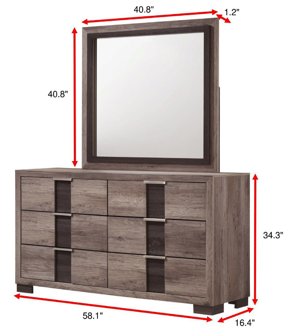 Bramwell Six-Drawer Dresser – 58" Contemporary Bedroom Dresser – view 5