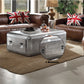 Brancaster Retro Brown Top-Grain Leather & Aluminum Living Room Set w/ Coffee Table – 4-Piece Sofa, Loveseat, Chair & Table Set – view 5