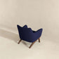 Brayden MCM Fabric Accent Lounge Chair – Modern Upholstered Chair (Multiple Fabrics & Colors) in navy fabric and wood base.