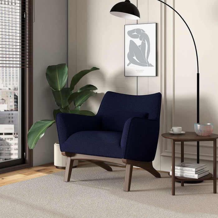 Brayden MCM Fabric Accent Lounge Chair – Modern Upholstered Chair (Multiple Fabrics & Colors) in a modern living space.