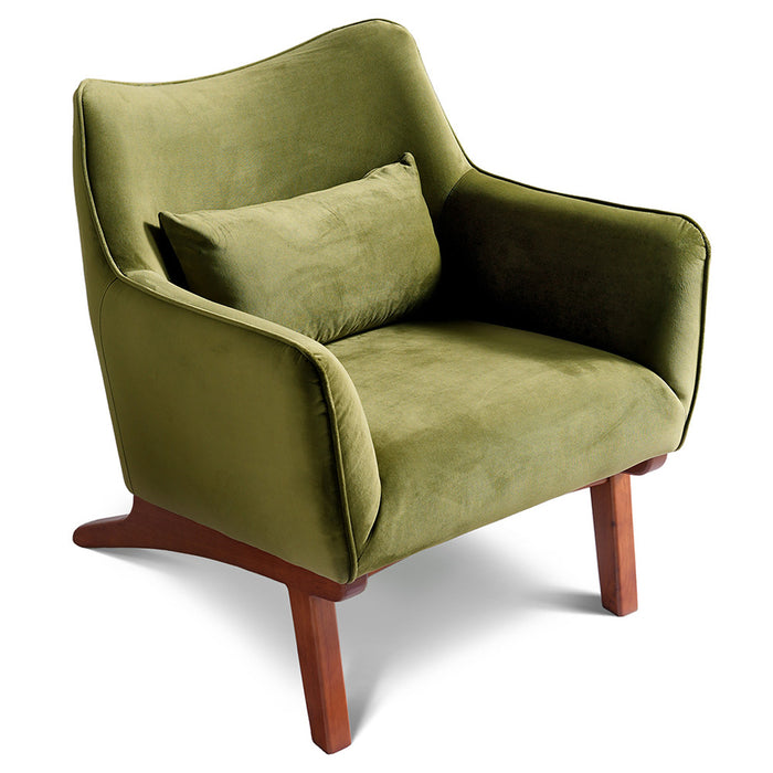 Brayden MCM Fabric Accent Lounge Chair – Modern Upholstered Chair (Multiple Fabrics & Colors) in green upholstery