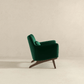 Brayden MCM Fabric Accent Lounge Chair – Modern Upholstered Chair (Multiple Fabrics & Colors) in green upholstery with wooden base.