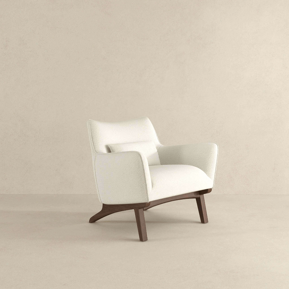 Brayden MCM Fabric Accent Lounge Chair – Modern Upholstered Chair (Multiple Fabrics & Colors) in white upholstery.