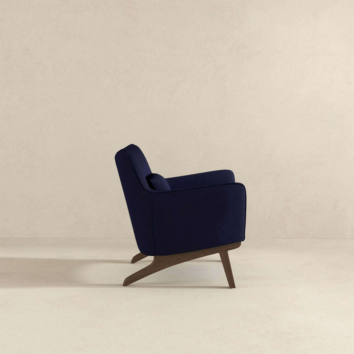 Brayden MCM Fabric Accent Lounge Chair – Modern Upholstered Chair (Multiple Fabrics & Colors) in navy upholstery