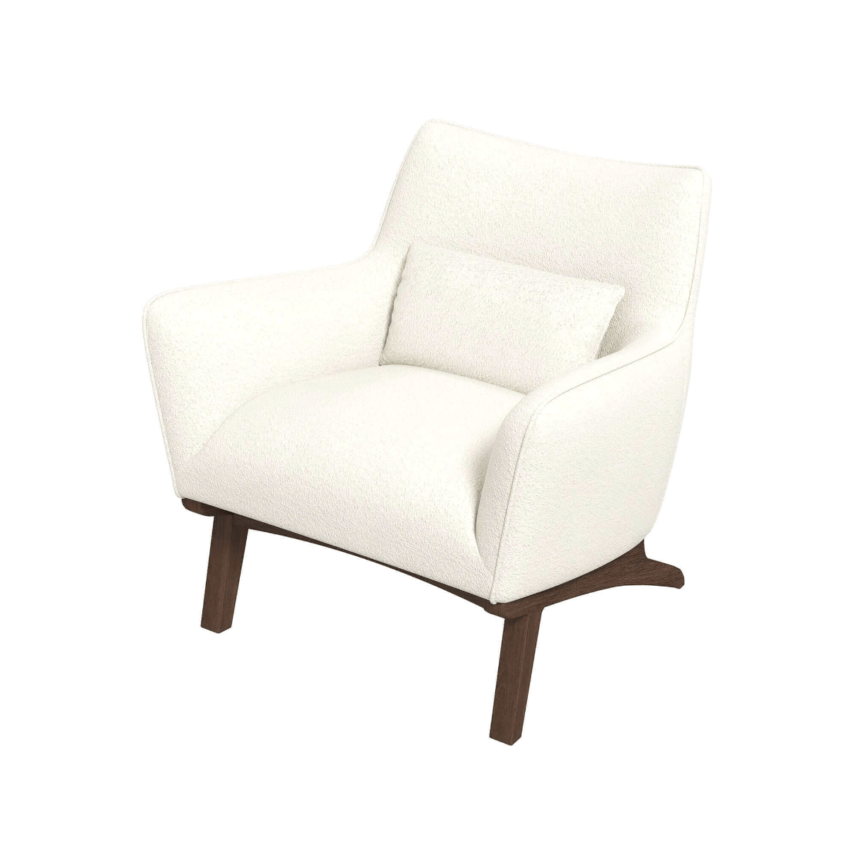 Brayden MCM Fabric Accent Lounge Chair – Modern Upholstered Chair (Multiple Fabrics & Colors) in white boucle fabric.