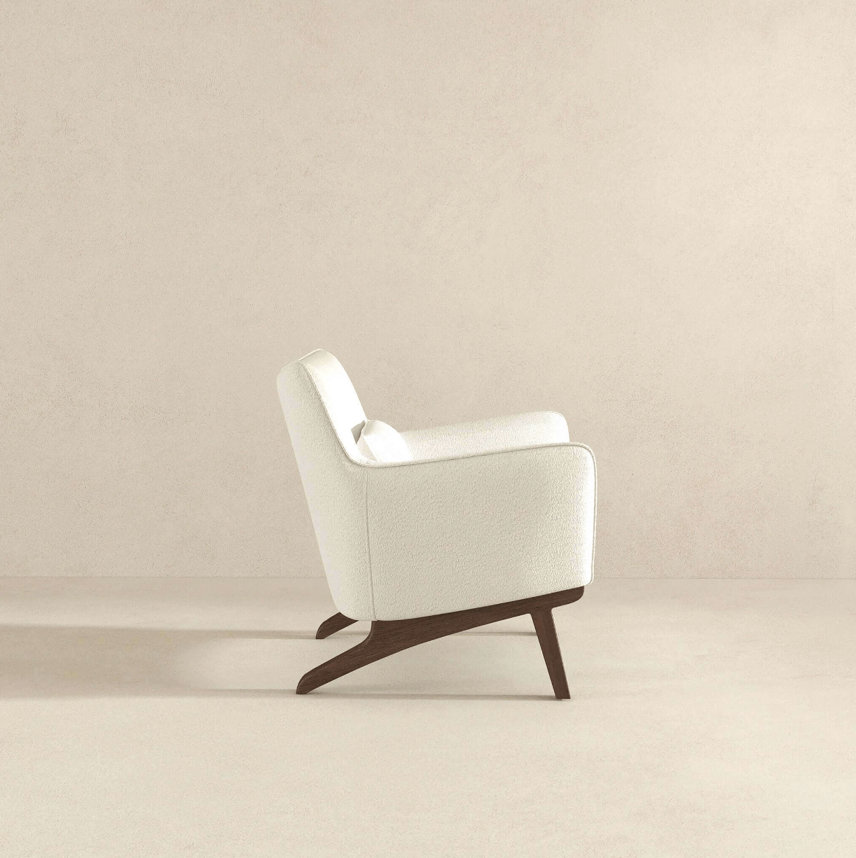 Brayden MCM Fabric Accent Lounge Chair – Modern Upholstered Chair (Multiple Fabrics & Colors) in white upholstery