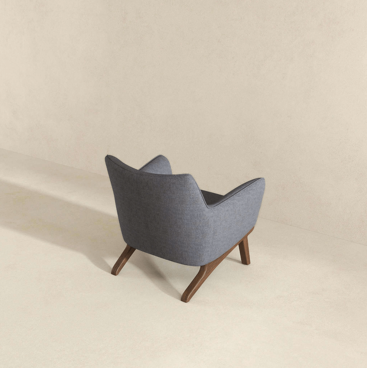 Brayden MCM Fabric Accent Lounge Chair – Modern Upholstered Chair (Multiple Fabrics & Colors) in gray from the back.