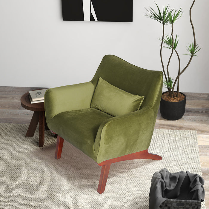 Brayden MCM Fabric Accent Lounge Chair – Modern Upholstered Chair (Multiple Fabrics & Colors) in olive green fabric.