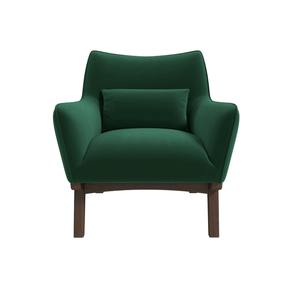 Brayden MCM Fabric Accent Lounge Chair – Modern Upholstered Chair (Multiple Fabrics & Colors) in deep green velvet.