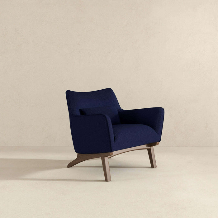 Brayden MCM Fabric Accent Lounge Chair – Modern Upholstered Chair (Multiple Fabrics & Colors) in navy fabric.