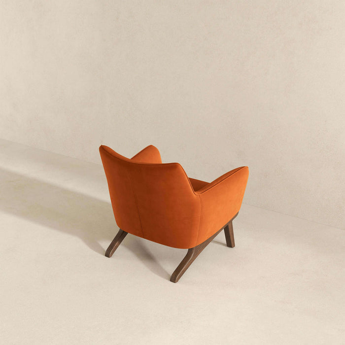 Brayden MCM Fabric Accent Lounge Chair – Modern Upholstered Chair (Multiple Fabrics & Colors) in orange fabric.