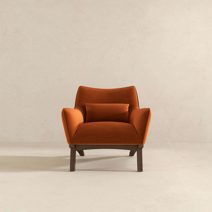Brayden MCM Fabric Accent Lounge Chair – Modern Upholstered Chair (Multiple Fabrics & Colors) in orange velvet
