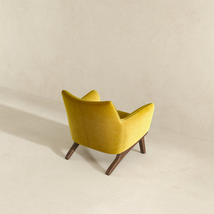 Brayden MCM Fabric Accent Lounge Chair – Modern Upholstered Chair (Multiple Fabrics & Colors) in yellow fabric.