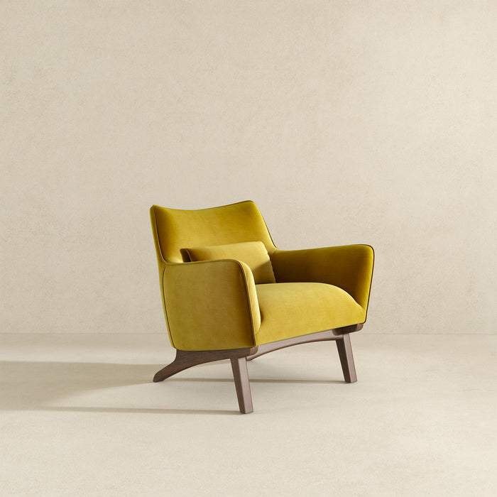 Brayden MCM Fabric Accent Lounge Chair – Modern Upholstered Chair (Multiple Fabrics & Colors) in yellow fabric.