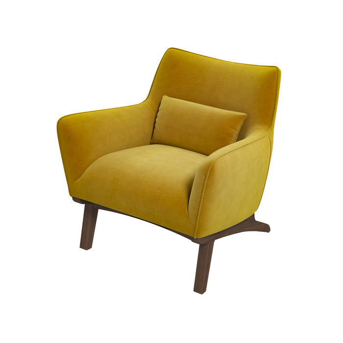 Brayden MCM Fabric Accent Lounge Chair – Modern Upholstered Chair (Multiple Fabrics & Colors) in vibrant yellow upholstery.