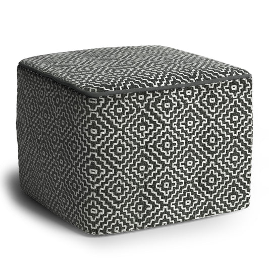 Briella Gray Fabric Pouf – 18" Square Pouf