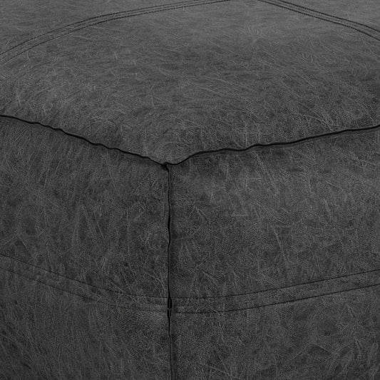Brody Black Faux Leather Pouf – 30" Square Pouf – view 2