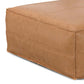 Brody Large Square Faux Leather Ottoman 36" – Coffee Table Ottoman (2 Colors) in brown faux leather.