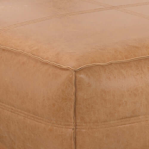 Brody Large Square Faux Leather Ottoman 36" – Coffee Table Ottoman (2 Colors) close-up showing rich faux leather texture.