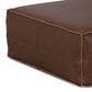Brody Large Square Faux Leather Ottoman 36" – Coffee Table Ottoman (2 Colors) in brown faux leather finish.