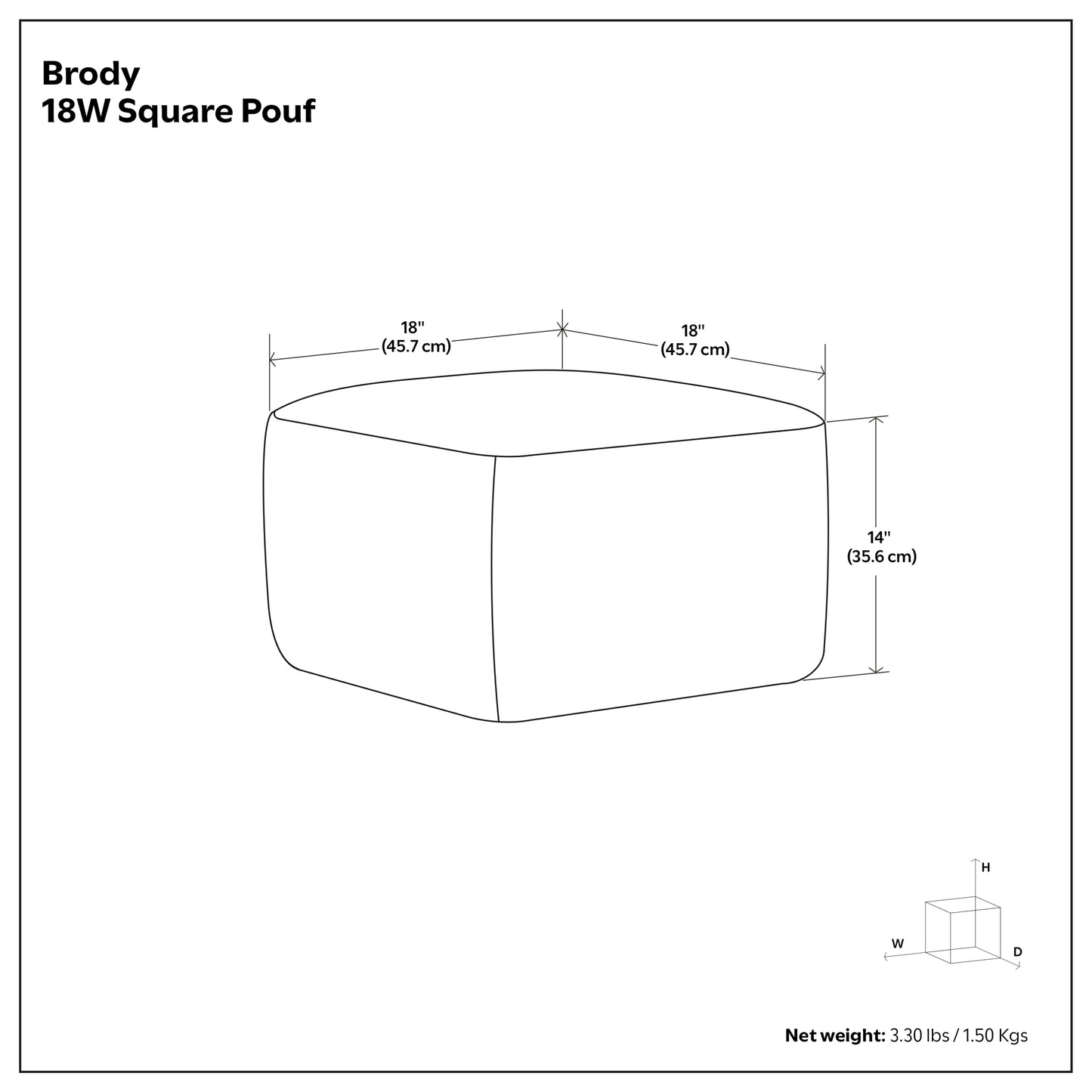 Brody Tan Genuine Leather Pouf – 18" Pouf – view 4