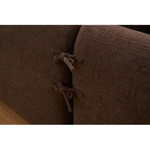 Detail of fabric ties on the Boneless Modular Chenille Sectional Sofa – 99” Curved Chaise Compression Couch (White)