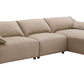 Light Brown Suede Sectional Sofa with Chaise – 127” L-Shape Couch, perfect for living room comfort. Brown suede sectional sofa.