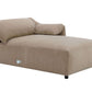 Light brown suede sectional sofa with chaise, 127 inch L-shape couch designed for comfort and style.