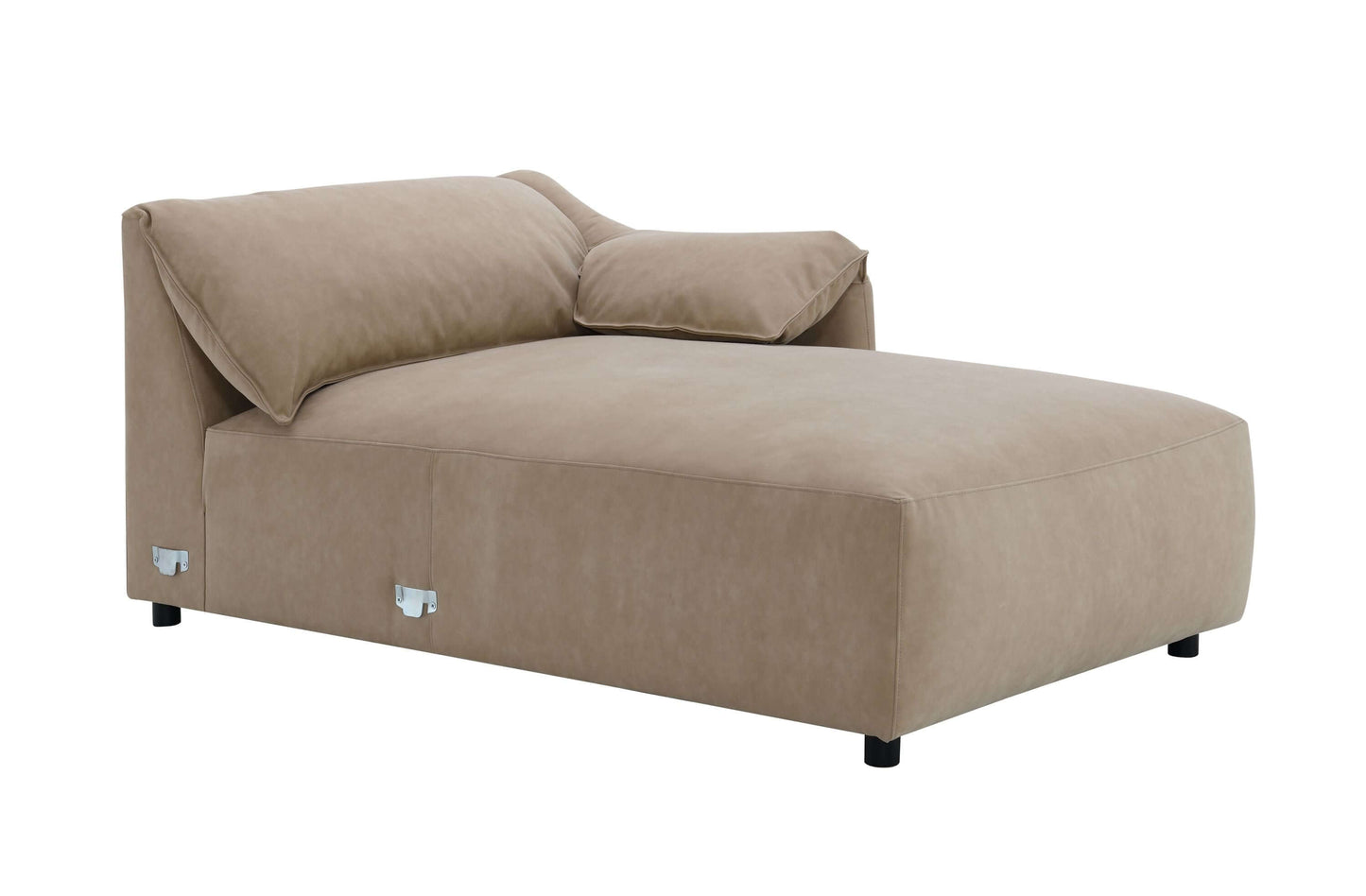 Light brown suede sectional sofa with chaise, 127 inch L-shape couch designed for comfort and style.