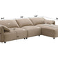 Light Brown Suede Sectional Sofa with Chaise dimensions, showcasing the spacious layout and design of the 127-inch L-shape couch.