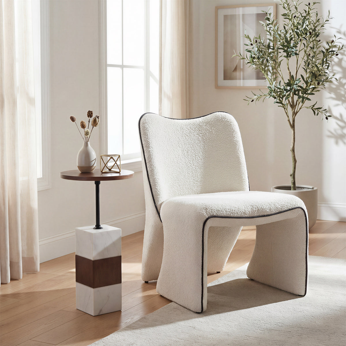 Stuk Brown & White Side Table