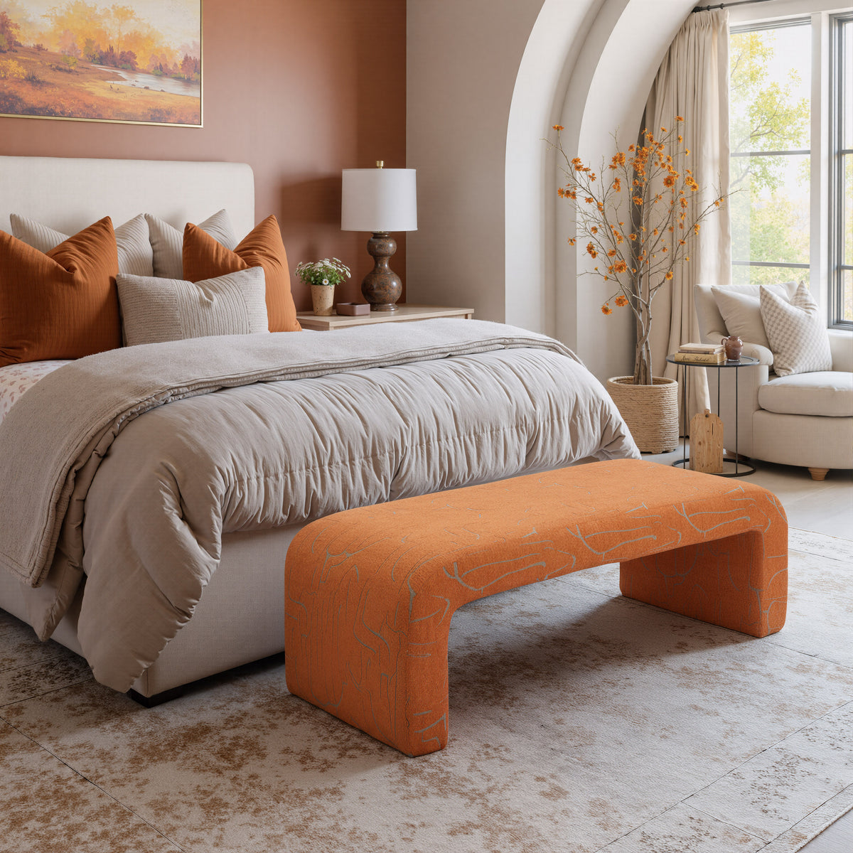 Nendo Abstract Orange Bench