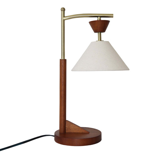 Kiera Brown Solid Wood Table Lamp – 20" Cone Shade Mid-Century Nightstand Lamp
